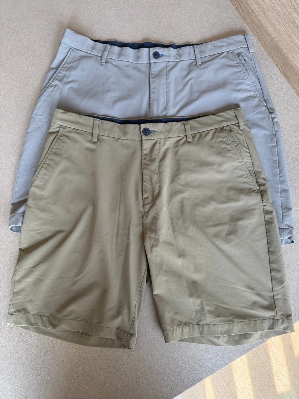 Nautica Navtech Men's Casual Chino Shorts - 2 Pack Olive and Light Gray